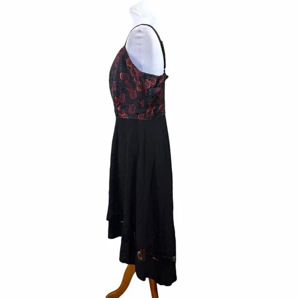 Y2K Royal Bones Daang Goodman Dress Size 3X Gothic Witchy Hi Low Whimsigoth Rose - Picture 4 of 11